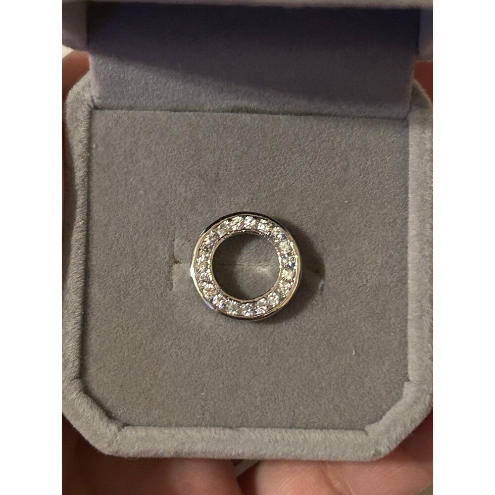 Stainless Steel Pavé Set CZ Open Circle Eternity Pendant